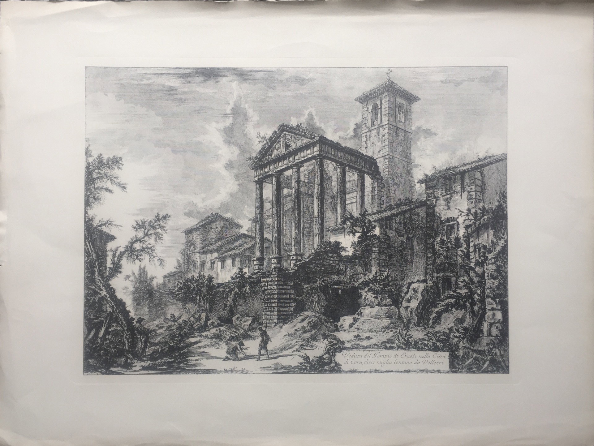 "Ansicht des Herkulestempels in der Stadt Cora" - Kopie aus dem 19. Jh. - Stich von Piranesi